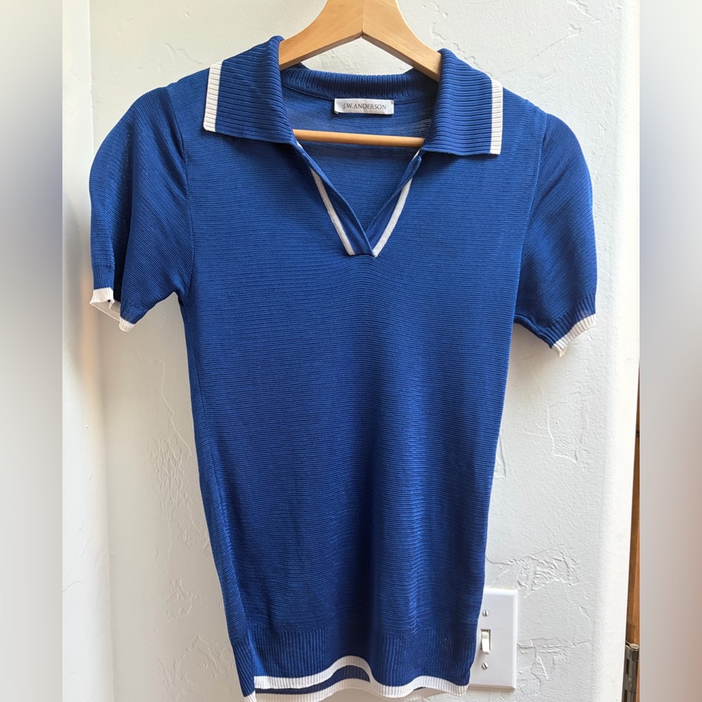 JW Anderson Blue Viscose Polo Top